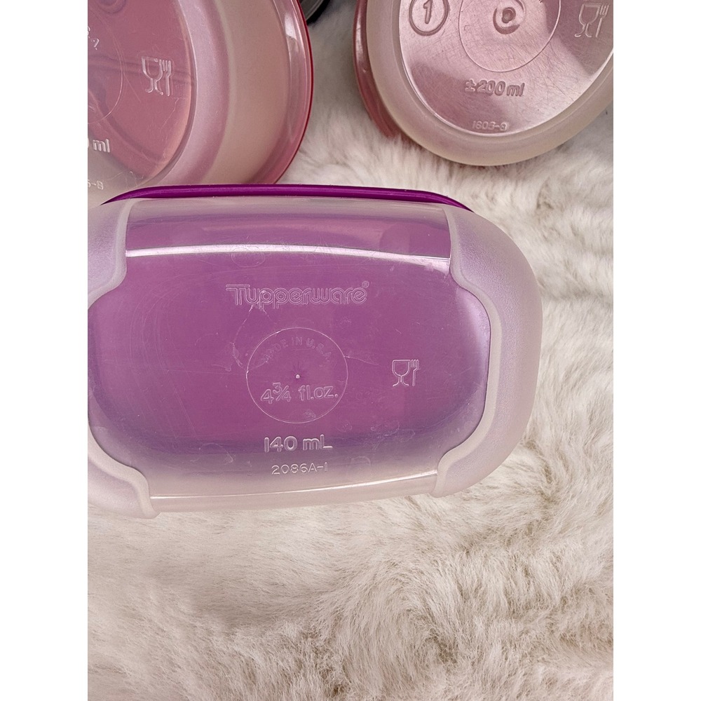 Tupperware Lot of 5 Containers Pink Parmesan Containers & Purple Black Canisters - Picture 7 of 7